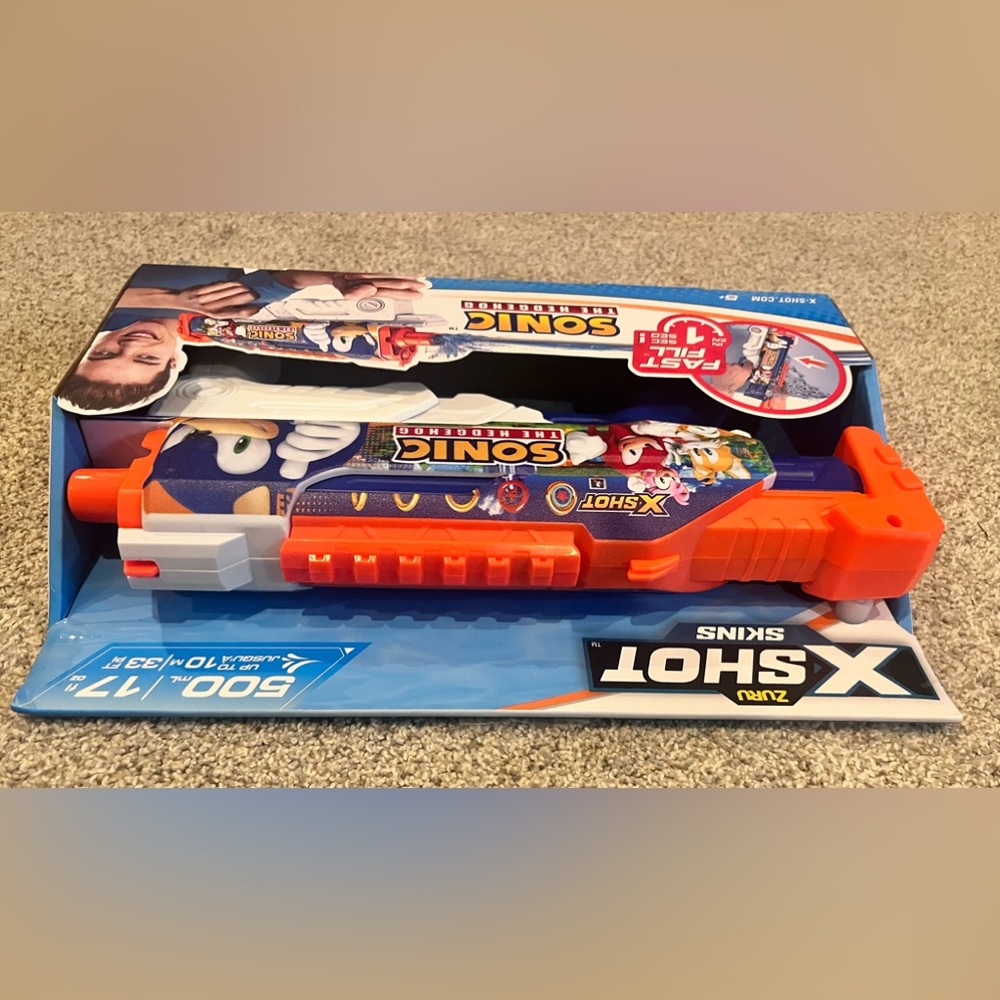 ZURU X-SHOT WATERGUN-FAST-FILL SKINS-HYPERLOAD SONIC THE HEDGEHOG 500 ML / 17 OZ